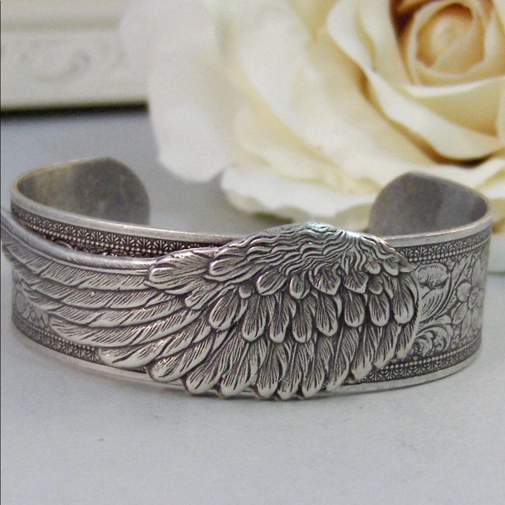 Cuff Bracelet Angel Wing Wing Bracelet Cuff Silver